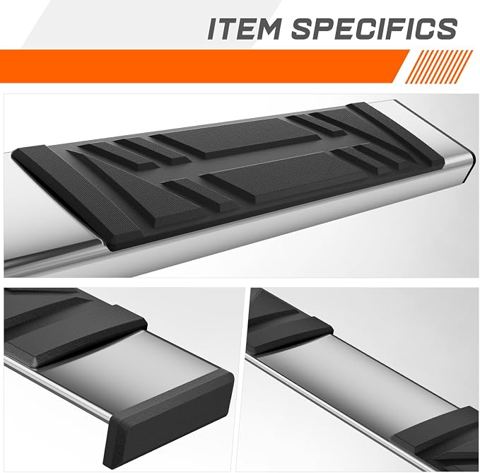 PM PERFORMOTOR 6.5" Running Boards Compatible with 2020 2021 2022 Telluride Palisade, Pair of Stainless Steel Side Rails Step Bars with 6 Pcs Brackets, Polished Chrome/Black