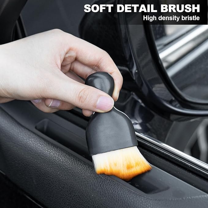 ThinkLearn Car Detailing Kit, Car Interior Detailing Kit, Including 7Pcs Auto Detailing Brushs and 200g Cleaning Gel (25% More Than 160g) Storage Bag, Car Accessories