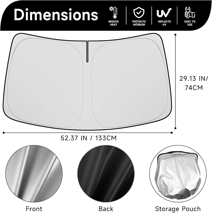 Windshield Sun Shade fit for 2016-2023 2024 2025 2026 Volvo XC90 Accessories Front Windshield Sun Shade Foldable Sunshade Protector