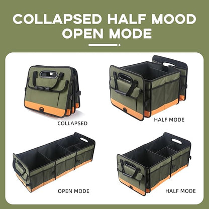 Trunk Organizer for Suv, Sturdy Storage Organization with Non-Slip Bottom Strips, 95L Large Capacity Cargo Organizer for Car, Truck, Sedan, Waterproof Portable Car Organizers for Women Men(Green)