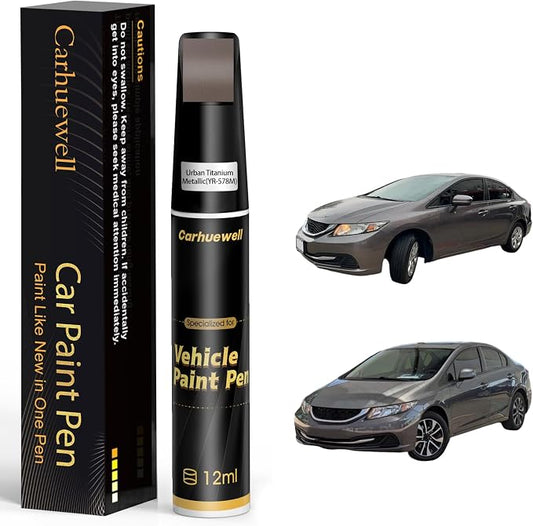 YR-578M Urban Titanium Metallic Touch Up Paint Compatible with Honda, Exact Match Car Paint Pen Automotive Scratch Repair Remover Kit Quick & Easy Solution for Vehicle Chips and Nicks