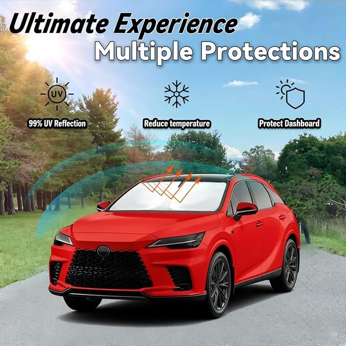Windshield Sun Shade for 2023-2026 Lexus RX350 RX350F Sport RX350L Accessories, Car Front Window Sun Visor Protector & Heat Shield | 240T Sunshade Protection Blocks UV Rays