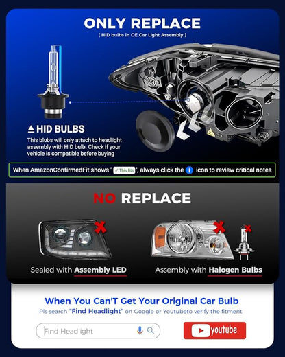 Marsauto D4S D4R HID Bulbs, 800% Ultra Brighter 30,000LM 6500K White for 66440 42402 42402WX Bulb, Plug and Play, Pack of 2