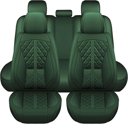 otoez Car Seat Covers Full Set, Universal Leather Seat Cover 5 Seat Waterproof & Breathable Automotive Seat Protector Full Coverage for Cars Sedens, Trucks, SUVs, Vans (Green)