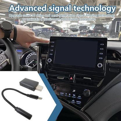 USonline911 Fast and Stable 2-in-1 Upgraded Car Play Wireless Adapter with 5Ghz WiFi and BT 5.0 Transmission Module Plug and Play for Androi-d Auto Wireless Adapter