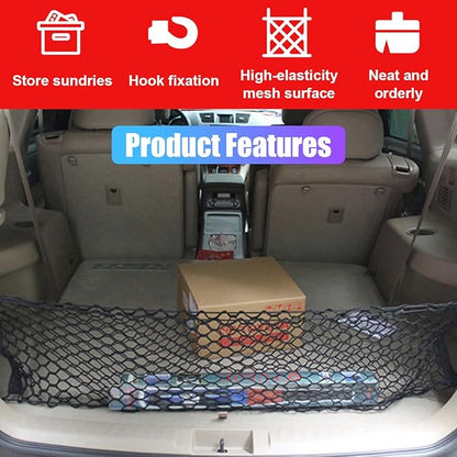 ZIMISI Car Cargo Net, Elastic Stretchable Car Trunk Cargo Storage Net with Hooks, Double-Layer Nylon Truck Organizer Mesh, Vehicle Interior Accessories for Most SUVs, Trucks (35.4x15.7 inch/90×40 cm)