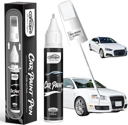 Ibis White(LY9C) for Audi Touch Up Paint Pen, 2 in 1 Car Scratch Remover with Pen Tip and Brush, Precise Color Match for Car Paint Scratch Repair, Quickly and Easily Fix Chips and Nicks