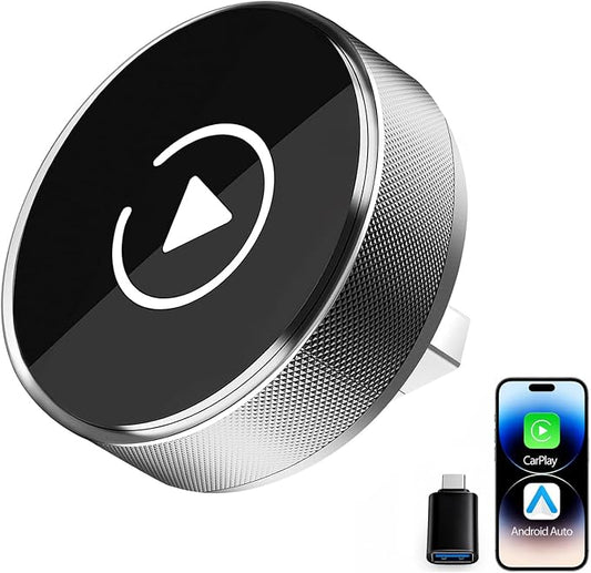 KAYZY 2026 Wireless CarPlay & Android Auto Adapter 2-in-1, Plug & Play Mini Tube Wireless Carplay Adapter for iPhone & Android, Auto Connect with No Latency, Premium Aluminum Design, USB A & USB C