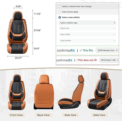 Coverado Seat Covers, Car Seat Covers Front Seats, Car Seat Cover, Car Seat Protector Waterproof, Car Seat Cushion Nappa Leather, Seat Covers Carseat Cover Universal Fit for Most Cars