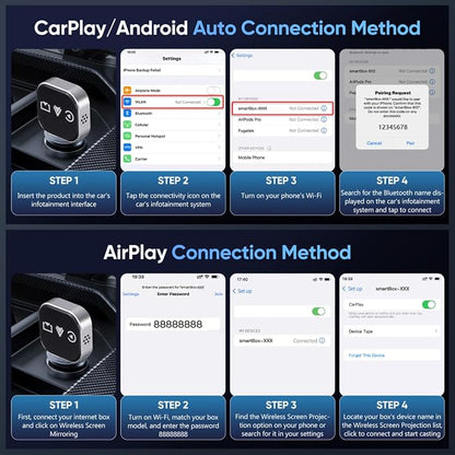 Ciieeo 3 in 1 Wireless CarPlay Adapter for Apple CarPlay & Android Auto, Screen Mirroring Adapter for Car, Wired to Wireless CarPlay Dongle, Auto Connect USB Mini Car Screen Adapter Black 2026