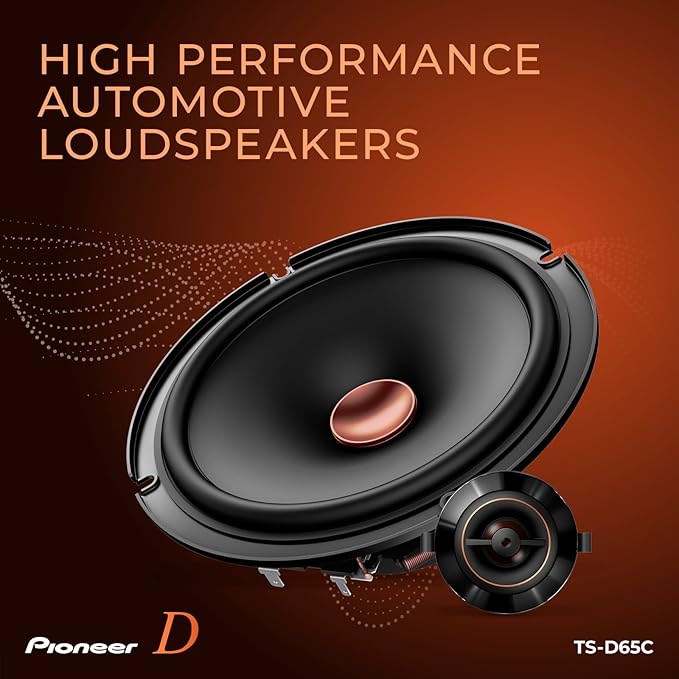PIONEER D-Series TS-D65C 6.5” 2-Way Speakers (Pair) – 270W Max, Crisp Highs + Clear Vocals, Ideal Factory Upgrade, Add an Amplifier for Even Better Performance