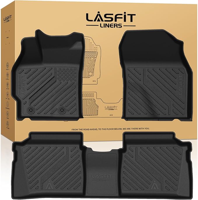 LASFIT Floor Mats for Toyota Prius 2010-2011, All Weather TPE Custom Fit Easy Clean Durable No-Curling Floor Liners for Prius 2010 2011 Front & Rear 2 Row Car Mats, Black