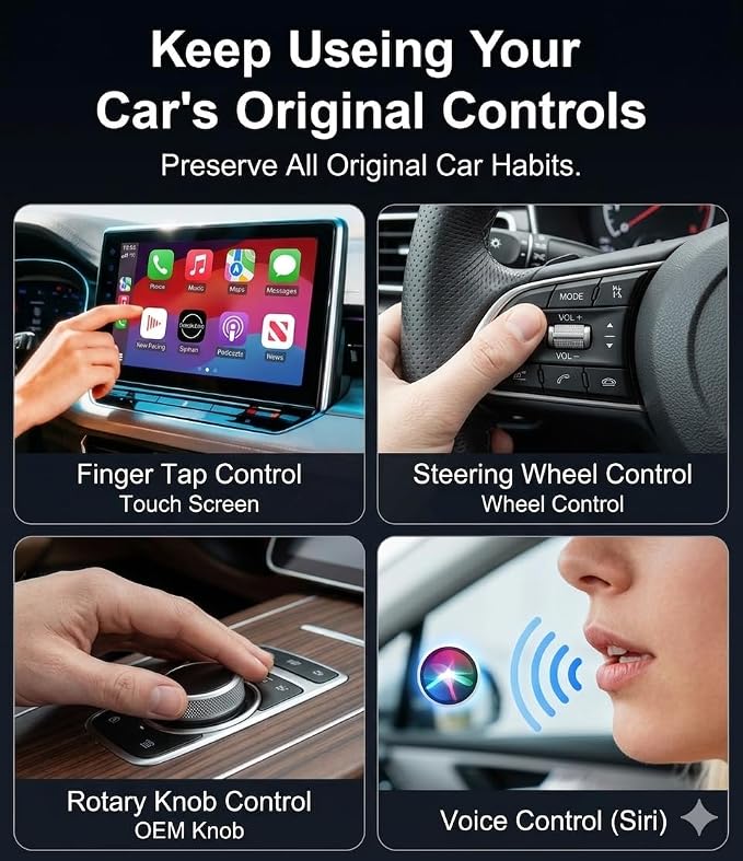 2026 Upgraded Wireless CarPlay Adapter for Factory Wired CarPlay Cars, Fast 5GHz WiFi Smart Car Audio Dongle, Plug & Play, No Audio Delay, Low Latency, Mini Size, Jet Black