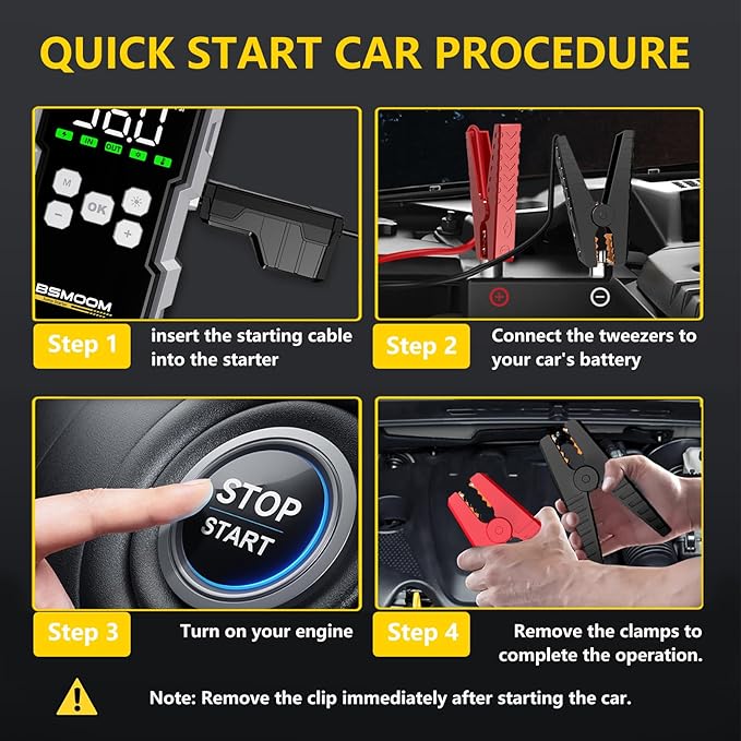 Jump Starter with Air Compressor, 7000A 26800mAh 150PSI Portable Car Battery Jump Starter (All Gas/10.0L Diesel), Jump Box Portable Jumper Cables with 3.4" LCD Display, 2 Lights