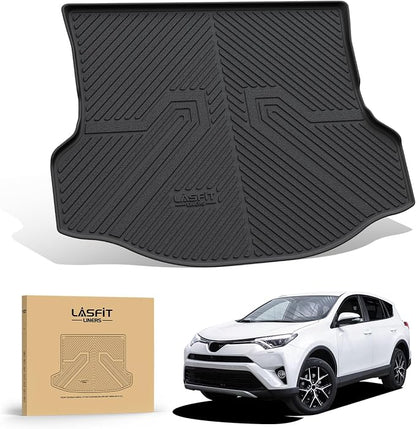 LASFIT Cargo Trunk Mat for Toyota RAV4 2013-2018 (Include Hybrid) All Weather TPE Custom Fit Waterproof RAV 4 Cargo Liner Accessories, Lifespan 5 Years+, Black