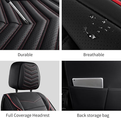 HChengkikz Nappa Leather Car Seat Covers Front Seats, Car seat Protector, Waterproof Car Seat Cushion, Universal Automotive Seat Covers Fit for SUV Truck Pick-up Sedan and Most Cars