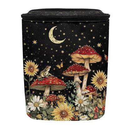 BIGCARJOB Mushroom Car Trash Can Bin for Back Seat, Portable Vehicle Trash Can with Mushroom Flower Print