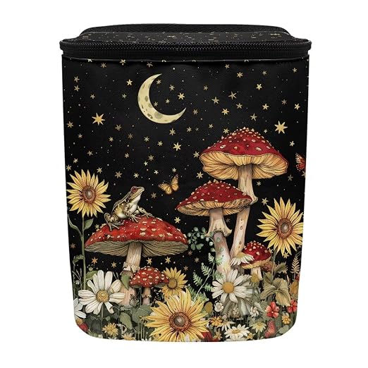 BIGCARJOB Mushroom Car Trash Can Bin for Back Seat, Portable Vehicle Trash Can with Mushroom Flower Print