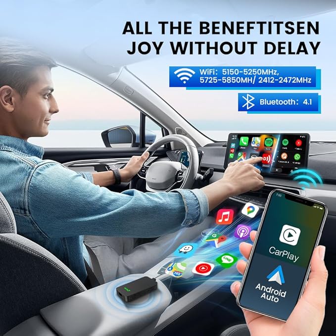 CarlinKit 5.0 Wireless Android Auto & Apple CarPlay Adapter - Fast & Stable USB Dongle for Factory Wired CarPlay Cars - Plug&Play, Easy Setup