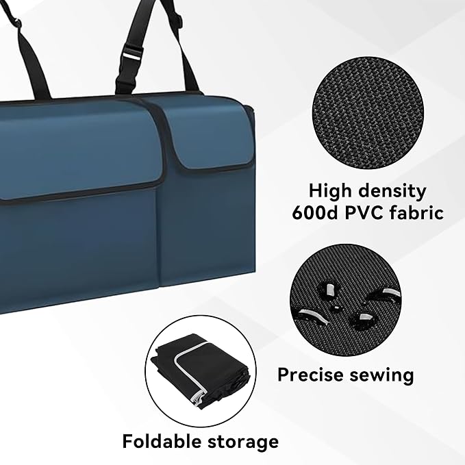Car Trunk Organizer, Backseat Hanging Large Storage with Adjustable Straps,Waterproof PVC Collapsible Cargo Bag, Car Interior Accessories for Auto SUV MPV (Blue)