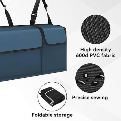 Car Trunk Organizer, Backseat Hanging Large Storage with Adjustable Straps,Waterproof PVC Collapsible Cargo Bag, Car Interior Accessories for Auto SUV MPV (Blue)