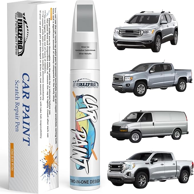 Silver Ice/Quicksilver(GAN/WA636R) Touch Up Paint for GMC, Exact Color Match Car Paint Scratch Repair Remover Pen Kit Fix Vehicle Chips and Automotive Nicks Scuff