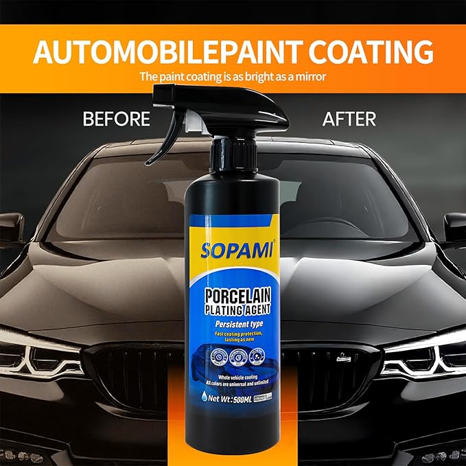 SOPAMI 2-Pack Advanced Car Coating Spray, Quick-Acting Polish & Wax for Scratch Removal, Waterless Wash, and Glass Oil Film Cleaning 17.6fl Oz/500ml