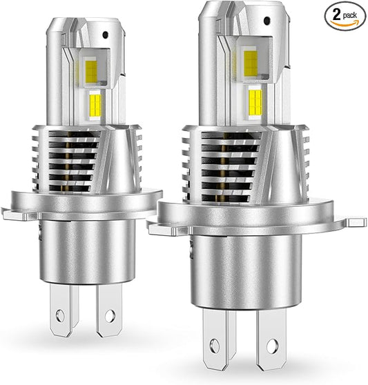 H4 LED Bulbs Combo, 80000LM 6500K Output Canbus Ready, 9005 9006 headlight For Powersports IP68 60000Hrs Lifespan, 1：1 Size Real Halogen, 3Mins Installation, 4 Pack