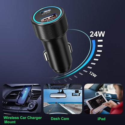 USB C Car Charger 5 Pack, Bangfun 36W Dual Port PD&QC 3.0 Fast Charging 12V USB Car Charger Cigarette Lighter Adapter Plug for iPhone 15 14 13 12 11 Pro Max SE,iPad,Samsung,Pixel(Black)