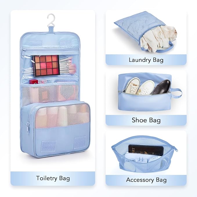 OlarHike 10-Pack Compression Packing Cubes for Travel Essentials,Compressible Expandable Packing Cubes for Suitcase,Luggage Garment Bags for Travel,Handy Helper for Organizing Clothes(Light Blue)
