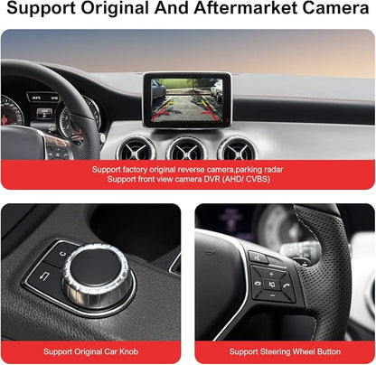 Wireless CarPlay & Android Auto Retrofit Kit Decoder for Mercedes Benz A/B/C/E/GLK/GLA/GLC/GLS/ML/GL/SLK/V Class 2011–2015 with NTG4.5/4.7 System, Supports Original Knob Control & Camera