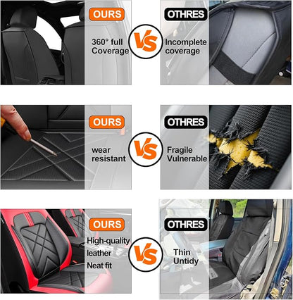 Colorado Seat Covers Fit for Chevrolet/Chevy Colorado 2015-2026, Full Coverage Leather Waterproof Breathable Seat Covers, Automotive Seat Protectors, Airbag Compatible, 2 Front Seats, Red Black