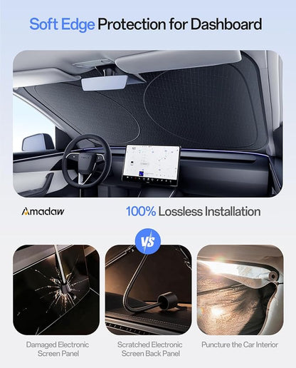Windshield Sun Shade for Sedans, SUVs & Trucks, Fit for Toyota, Chevr, Honda, Ford & More | Multi-Layer UV Block & Heat Insulation | Keeps Car Cool & Protects Interior, S(59" L x 29" W)