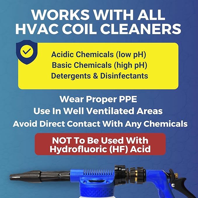 HVAC Guys Coil Cannon | AC Coil Cleaner Automatic Foaming Mixing Sprayer | Compatible with All Cleaners & Chemicals | 5 Dilution Ratios