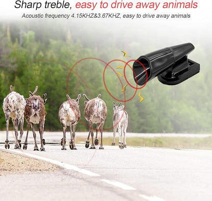 8sanlione Deer Whistles for Car, 2 Packs Ultrasonic & Wind Deer Alert for Car Avoids Animal Collisions, Deer Warning Devices for Vehicles & Motorcycles (Black)