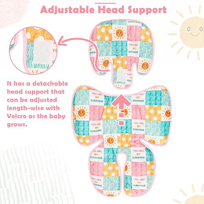 SWESEN Infant Car Seat Insert with 2 Strap Pads, Super Soft Carseat Head and Body Support for Baby Boys and Girls, Reversible Newborn Car Seat Insert Cushion for Strollers, Bouncers, Sunshine