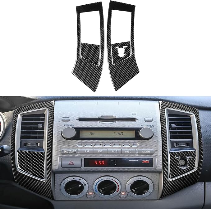 NVCNX Real Premium Carbon Fiber for Toyota 2nd Gen Tacoma Accessories 2005-2011 2006 2007 2008 2009 2010 Car Dash Center Air Vent Panel Cover Interior Trim Thick Overlay Sticker Decal 4PCs - Style A
