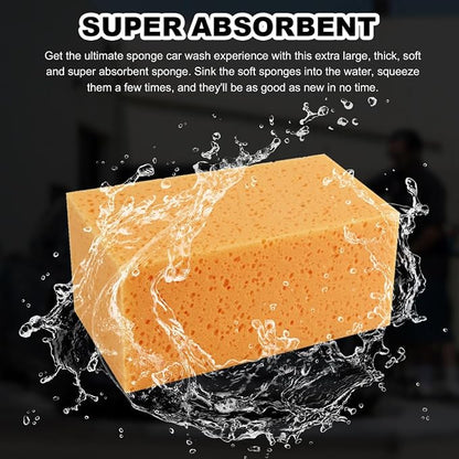 5PCS Car Wash Sponges, 8.5"×4.4"×3.5" Large Extra Soft Coral Non Scratch Sponge, Car Cleaning Cellulose Sponge Thick Foam Pad for Washing Window Sensitive Surfaces (Coffee)