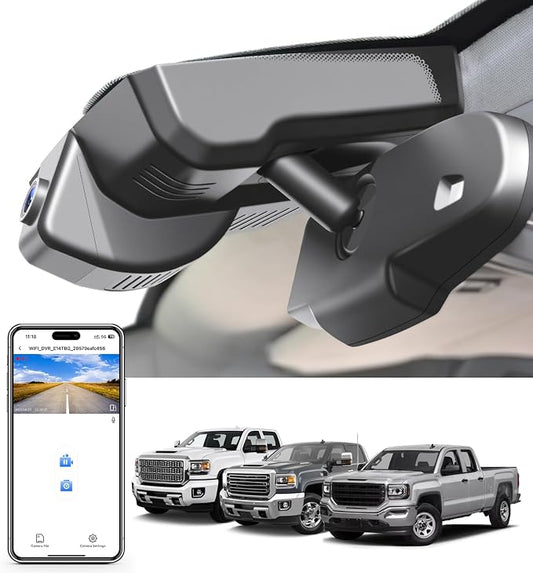 Mangoal 4K Dash Cam fit for GMC Sierra 1500 2014 2015 2016 2017 2018 2500 HD/3500 HD 2015-2019(Model D), with A Cover, if Not, You Can Buy Model E (with Auto-Dimming Rearview Mirror Plug)