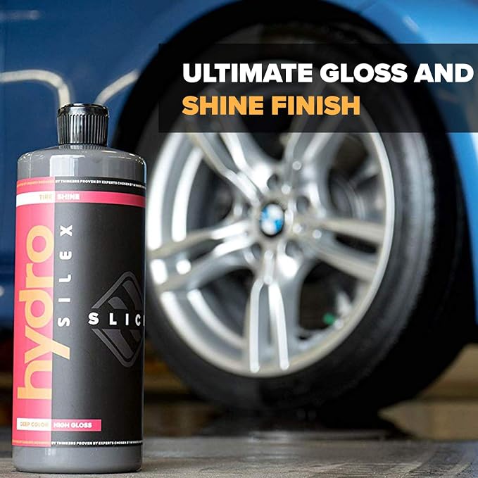 Car Tire Shine Gel and Conditioner. SIO2 & Black Dye Infused, No Sling Formula. Enhances Tires Color & Finish, Leaves Your Tires Looking Clean For Weeks. (16oz)