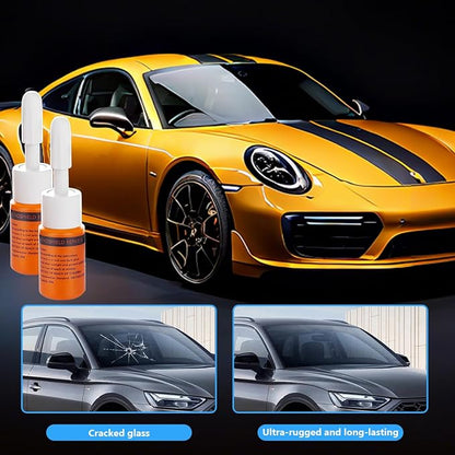 Brennenstuhl Windshield Repair Kit for Chips and Cracks, Rock Chip Repair Kit Windshield, for All Car Windshield Crack Repair Kit to Repair Scratches, with Curing and Pressurizing Device (Orange)