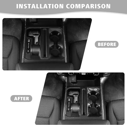 Jimen Compatible with Ford F150 2021-2025, Center Console Gear Shift Panel Trim Cover (Carbon Fiber Grain)