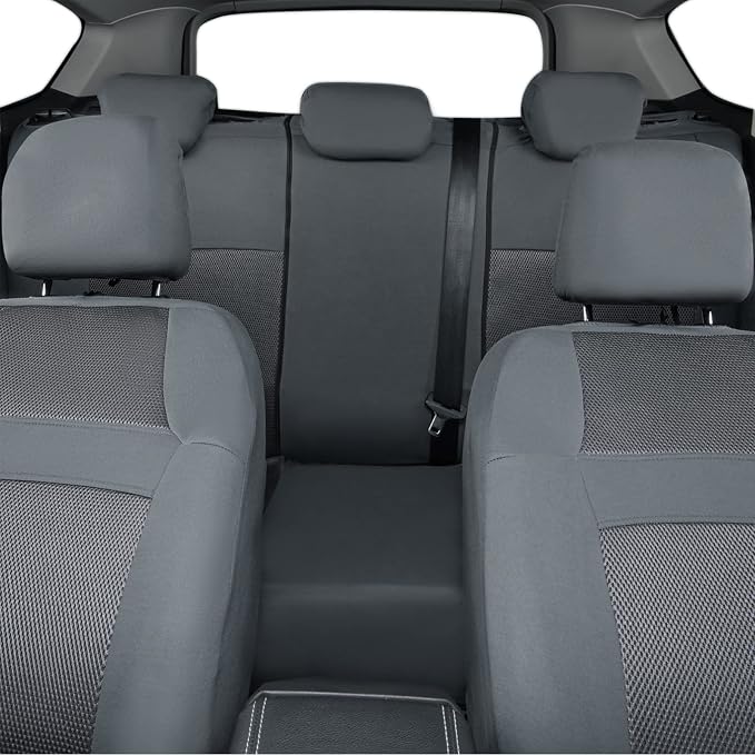 CAR PASS Seat Cover Full Sets, 3D Air Mesh Car Seat Cover with 5mm Composite Sponge Inside,Airbag Compatible Universal Fit for SUV,Vans,sedans, Trucks, Automotive Interior Covers(Pure Gray)
