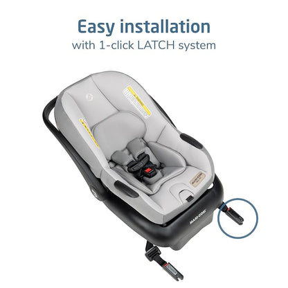 Maxi-Cosi Mico Pro Baby Infant Car Seat with Base, Ventilated Chair, Soft Headrest Pad, Easy-Install Latch, Adjustable Belt Guide, 3-Position Base, Stroller-Ready, 4-30 lbs, up to 32 in, SeaDrift