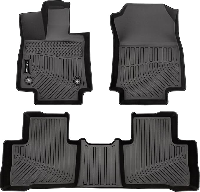Auxko All Weather Floor Mats Fit for Toyota RAV4 2019-2024 2025 Gasoline & Hybrid & PHEV TPE Rubber Liners RAV4 Accessories Set All Season Guard Odorless Anti-Slip Floor Mats