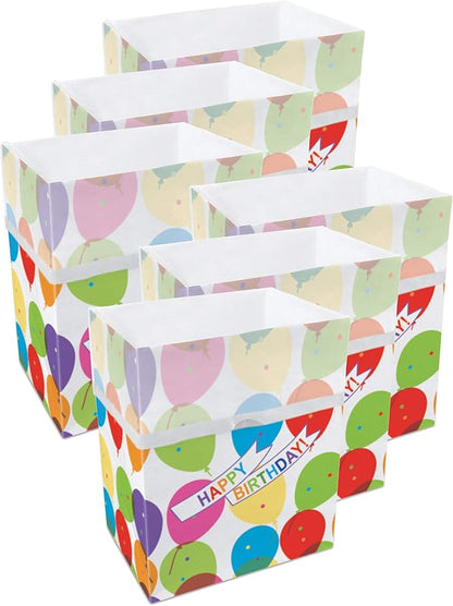 Clean Cubes 13 Gallon Disposable Pop-Up Trash Cans (6-Pack) with Fitted Bags – Foldable Garbage & Recycling Bins for Parties, Events & Kitchen (Birthday, 17" H x 13.5" W x 10" D)