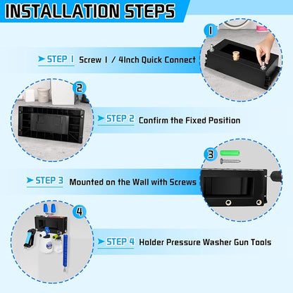Boltigen Wall Mounted Pressure Washer Gun Holder, Foam Cannon Organize Holder, Car Wash Power Washer Tip and Extension Wand Holder, 1/4'' Quick Connect Pressure Washer Accessories Storage Rack