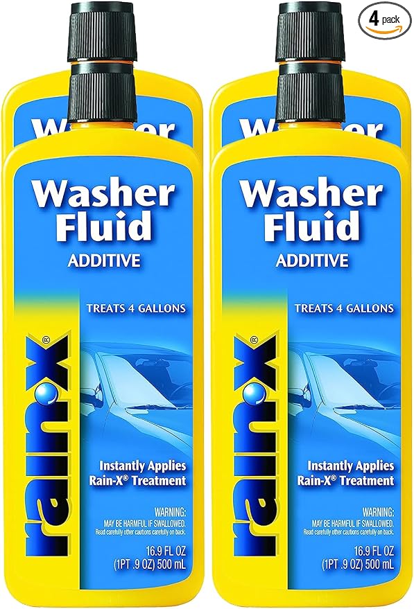 Rain-X Windshield Washer Fluid Additive - Windshield Wiper Fluid and Car Window Cleaner, The Ultimate Clarity for Your Car! - 16.9 fl. oz, 500. ml, 4 Pack