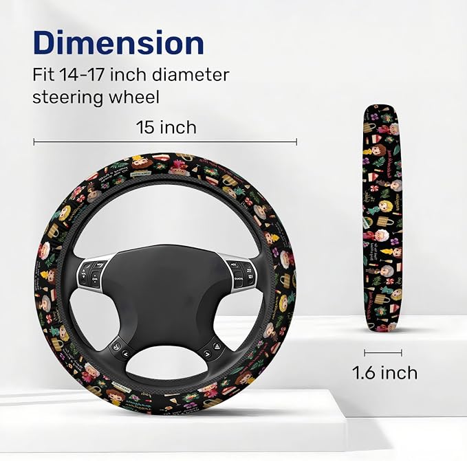 GENANY Vintage Girls Friendship Steering Wheel Cover, Non Slip Polyester Wheel Protector for Car SUV Truck, Universal 15 Inch