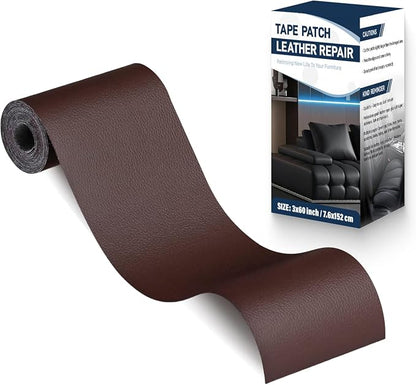 Zenyao Leather Repair Patch Tape - Self Adhesive Leather Repair Kit for Car Seat Furniture, Heavy Duty Vinyl Repair Patch for Couch Sofa, Waterproof Fix for Tears, 3x60 Inch Roll, Brown Burgundy